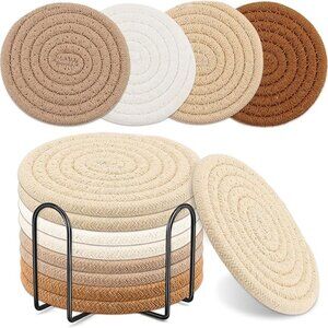 Coasters for Drinks, Coasters Set of‎ 4 - Color, 8 Pack Coaster Set, Boho